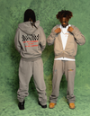 GREY ACIDWASH ZIPPER HOODIE FULLSET