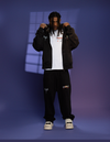 BLACK ACID WASH ZIPPER TRUCKSUIT
