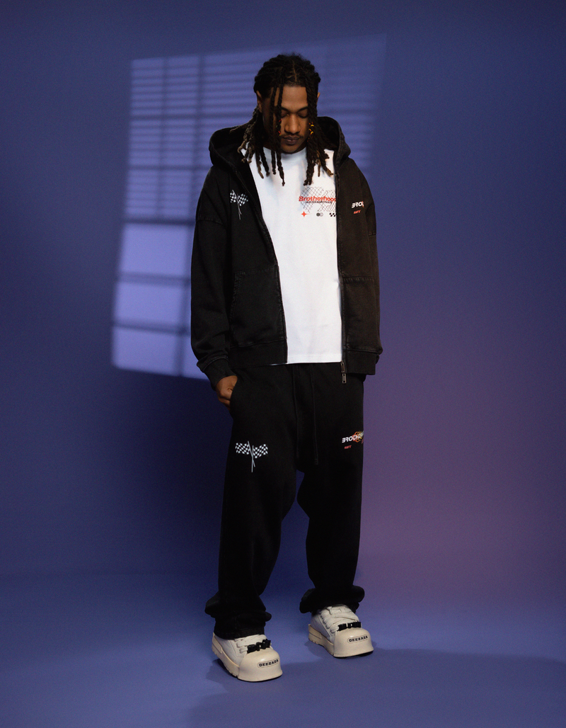 BLACK ACID WASH ZIPPER TRUCKSUIT