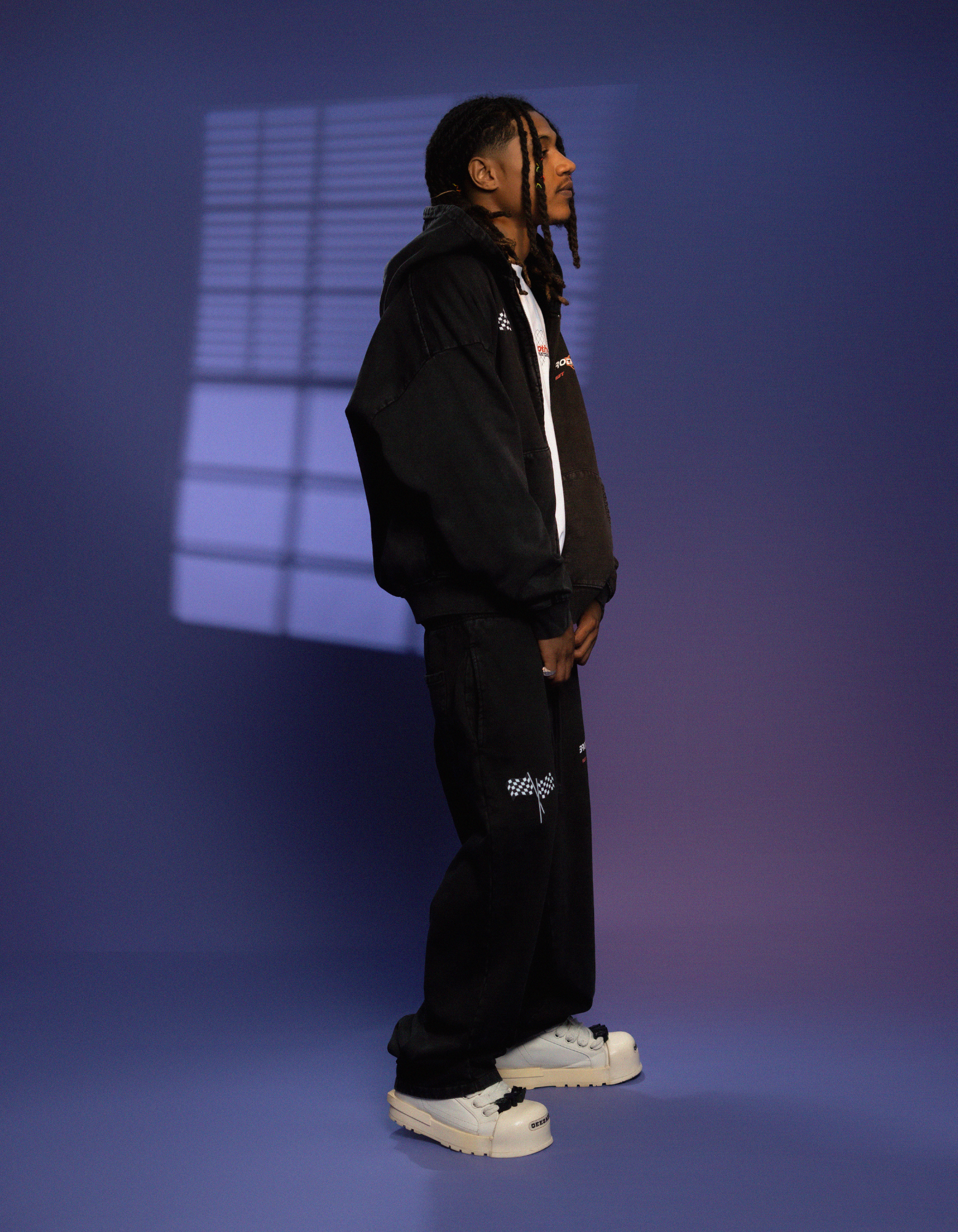 BLACK ACID WASH ZIPPER TRUCKSUIT