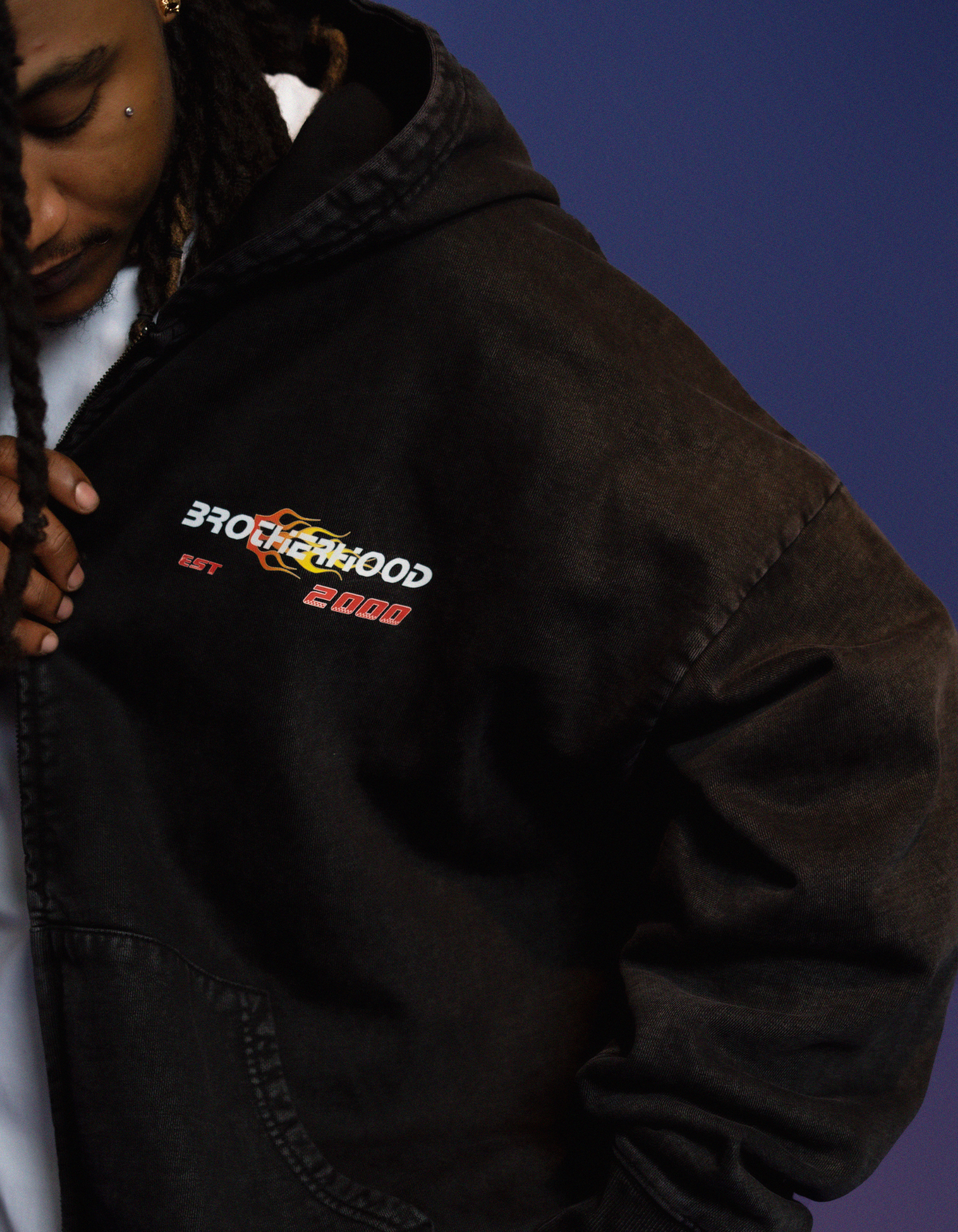 BLACK ACID WASH ZIPPER TRUCKSUIT