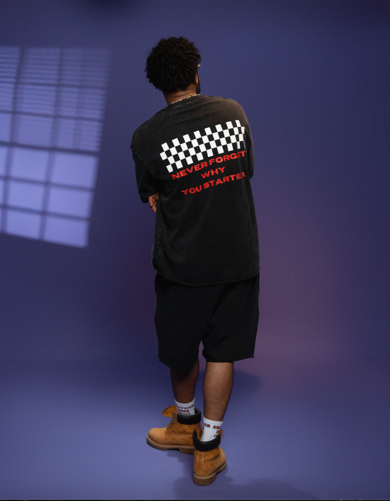 BLACK ACID WASH SHORT SET