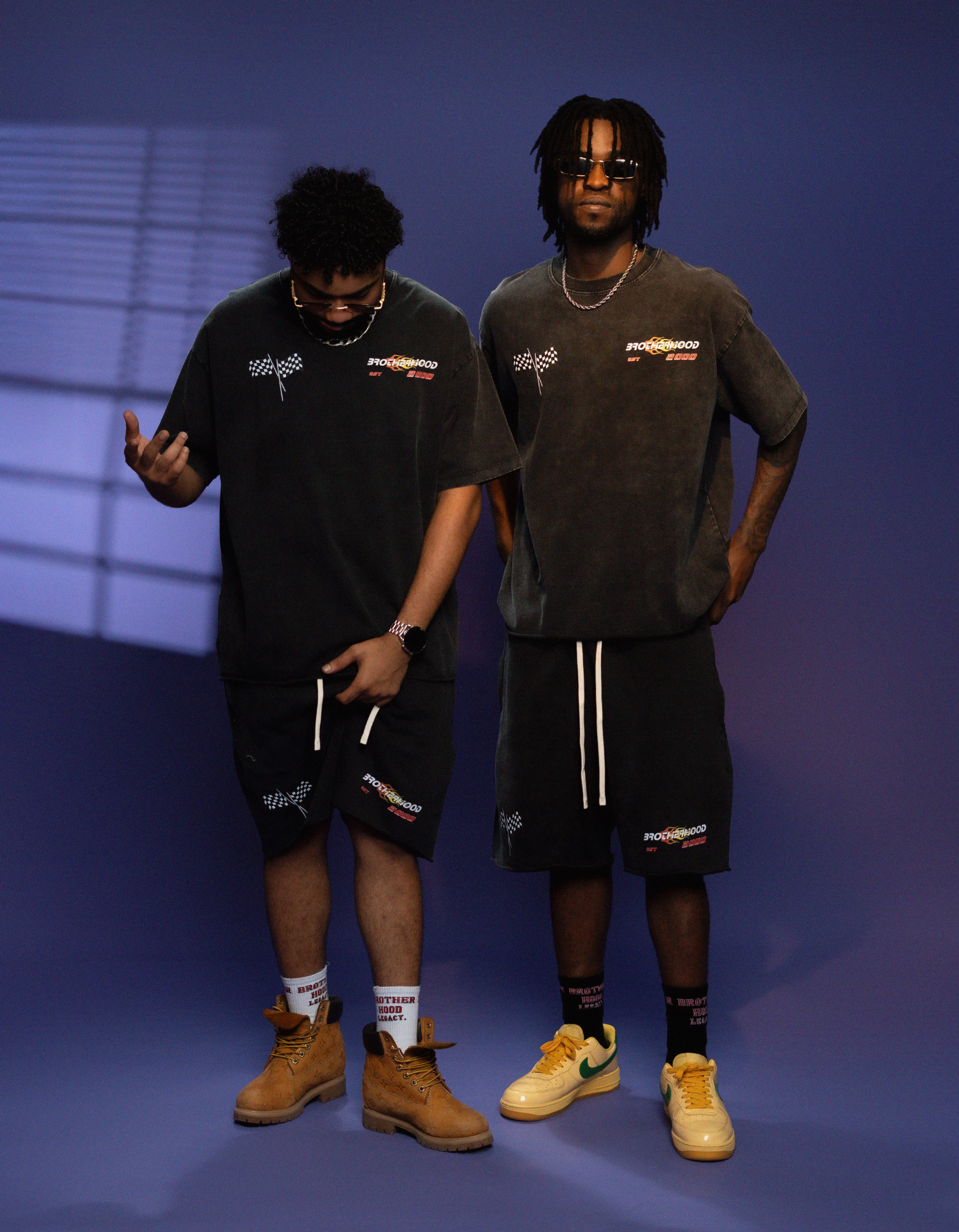 BLACK ACID WASH SHORT SET