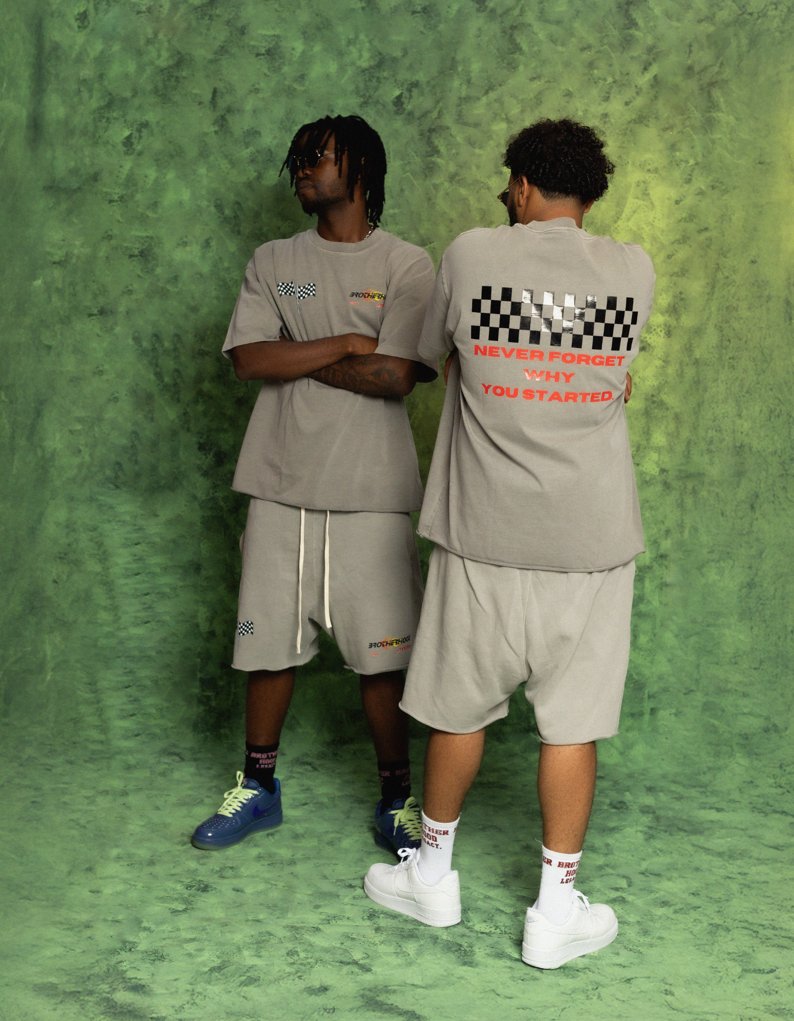 GREY ACIDWASH SHORT SET