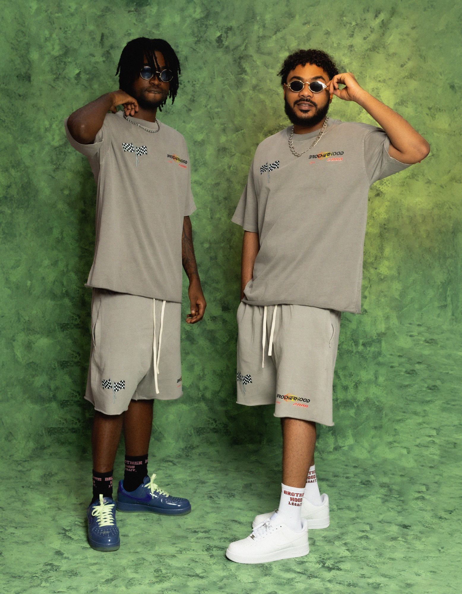 GREY ACIDWASH SHORT SET