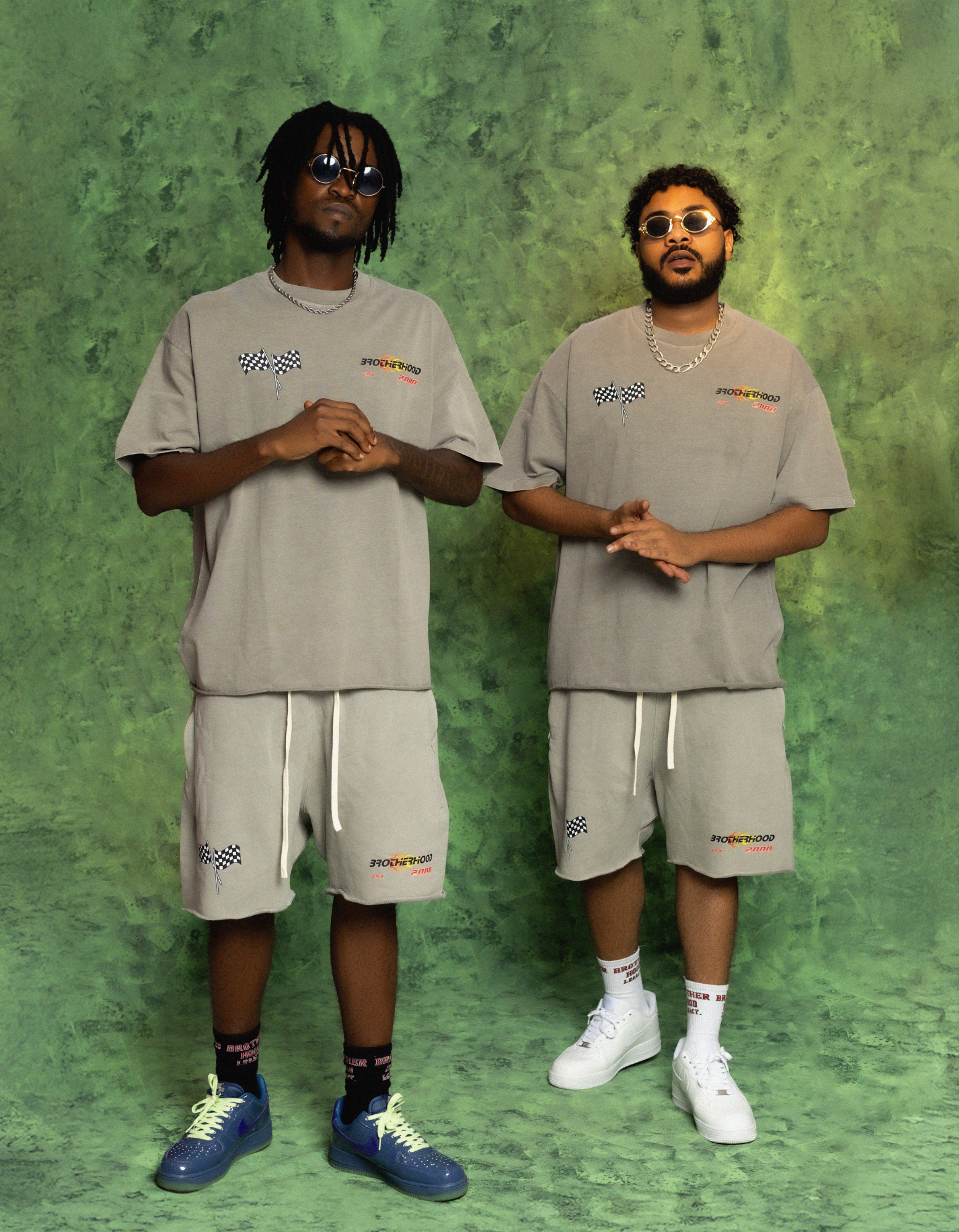 GREY ACIDWASH SHORT SET