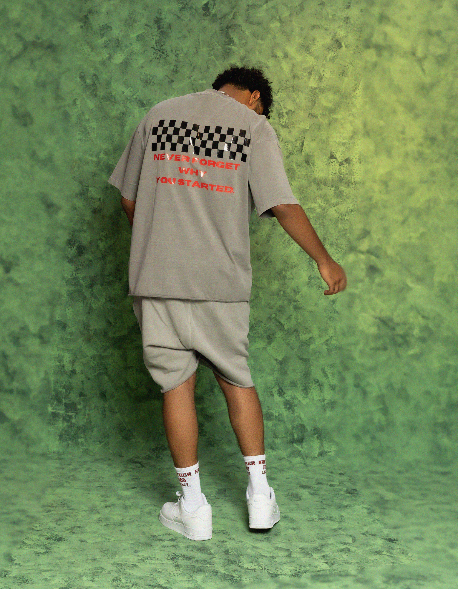 GREY ACIDWASH SHORT SET