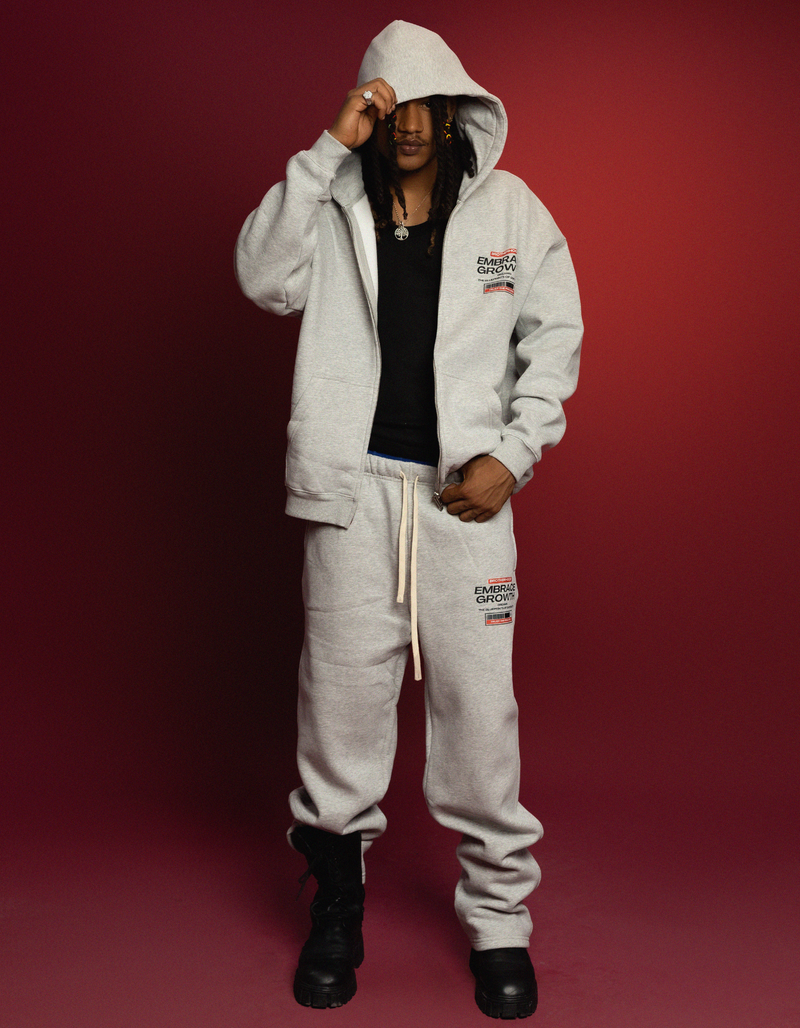 GREY FLEECE ZIPPER HOODIE FULLSET