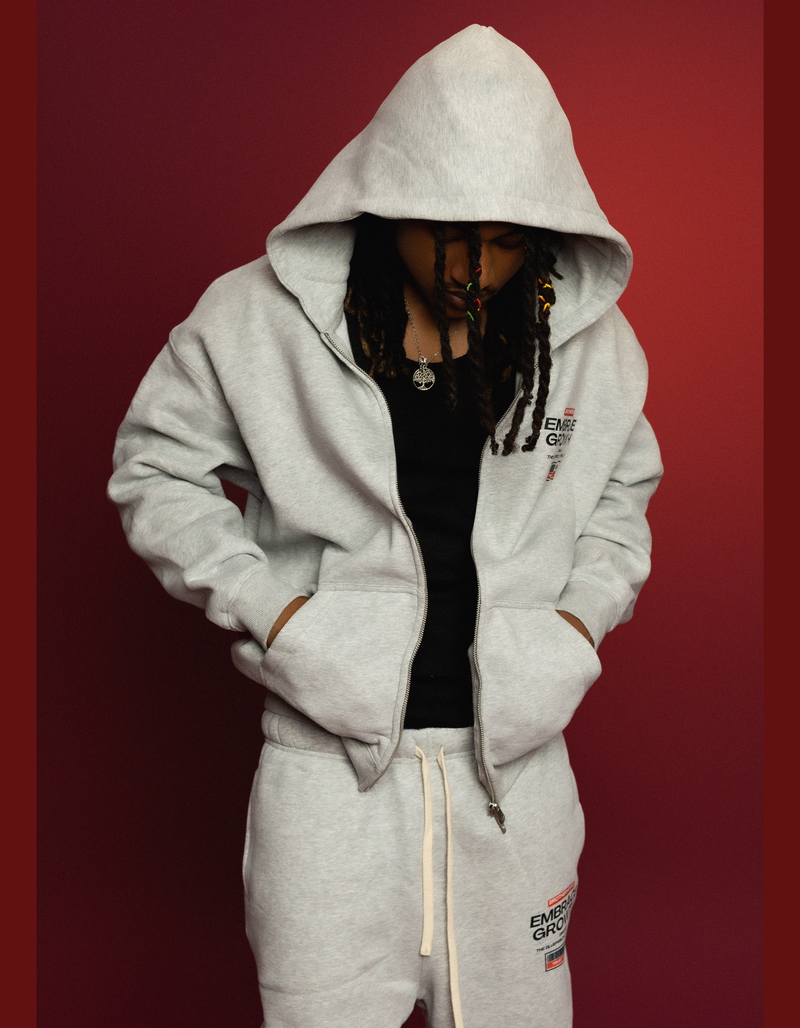 GREY FLEECE ZIPPER HOODIE FULLSET