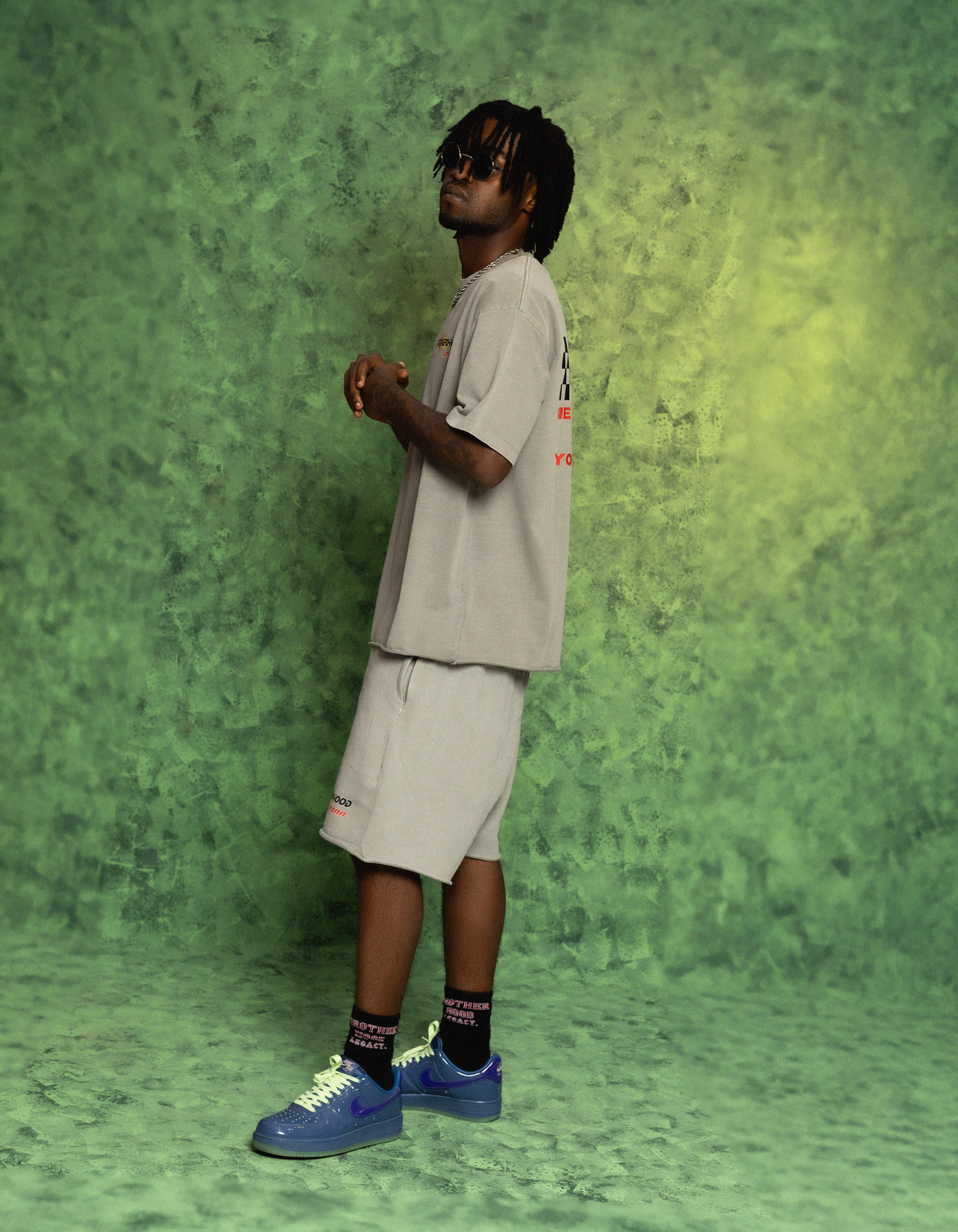 GREY ACIDWASH SHORT SET