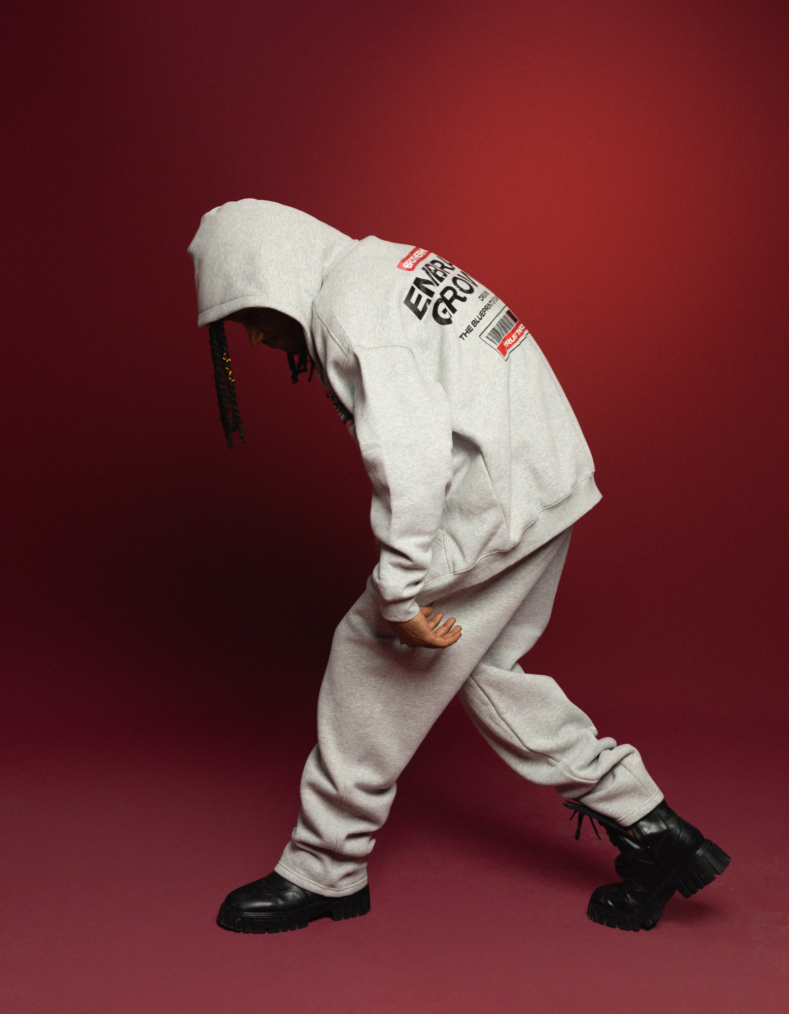 GREY FLEECE ZIPPER HOODIE FULLSET