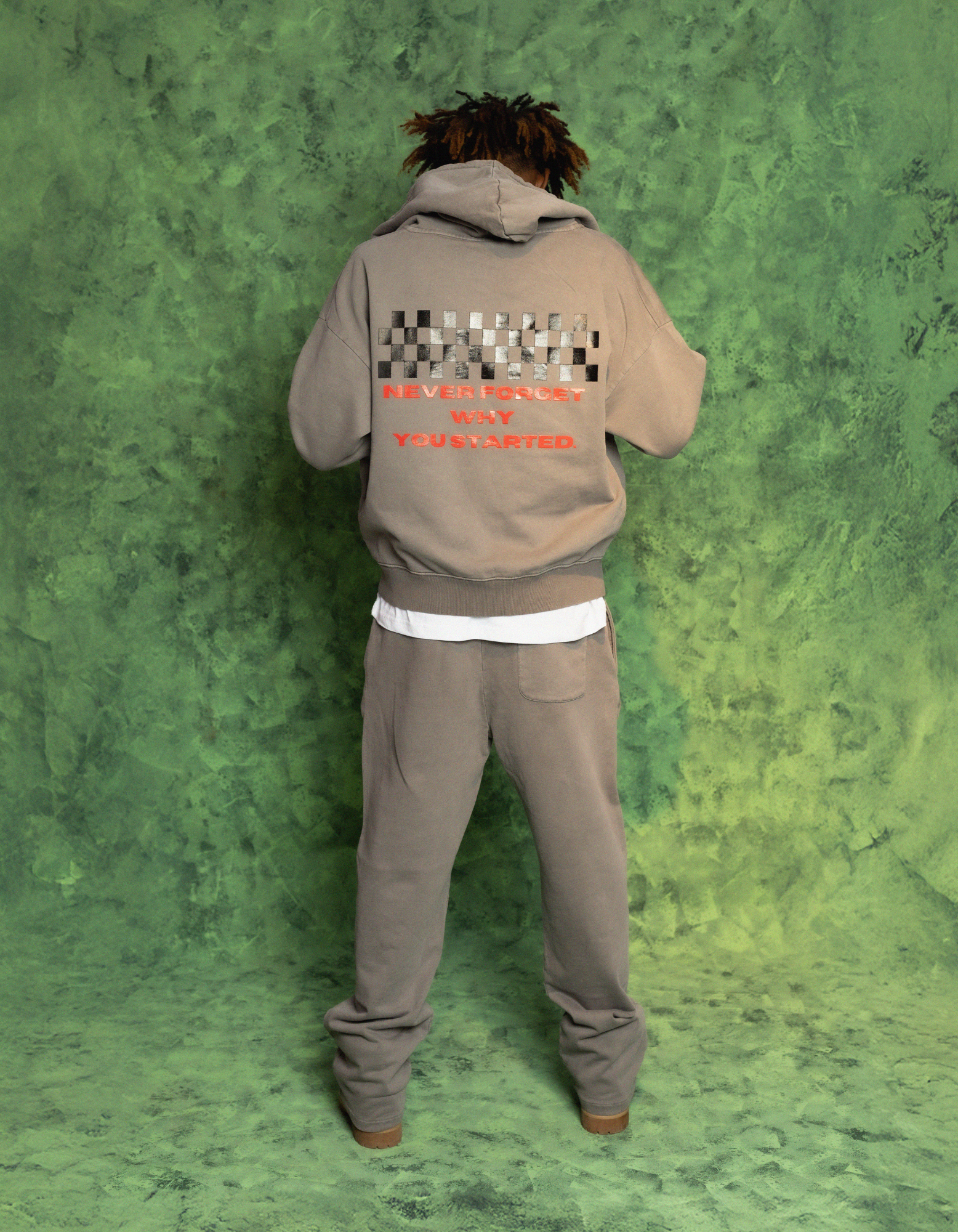 GREY ACIDWASH ZIPPER HOODIE FULLSET