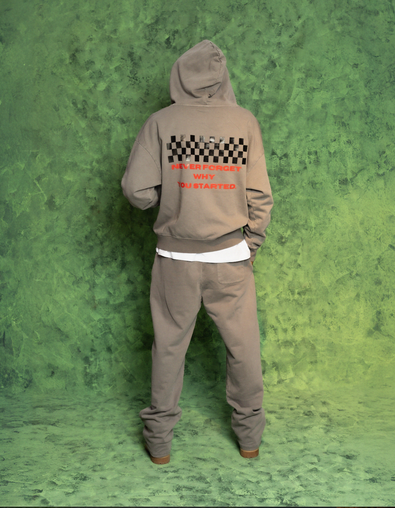 GREY ACIDWASH ZIPPER HOODIE FULLSET