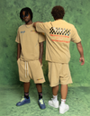 KHAKI ACIDWASH SHORTSET