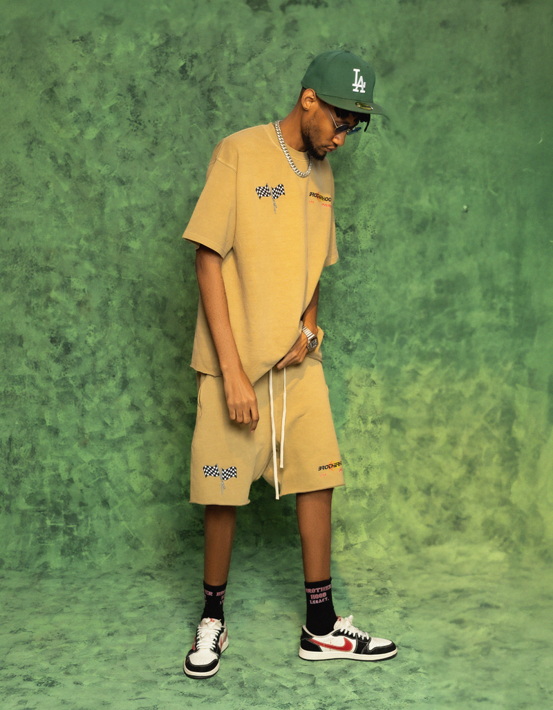 KHAKI ACIDWASH SHORTSET