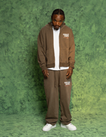 BROWN ACIDWASH ZIPPER HOODIE