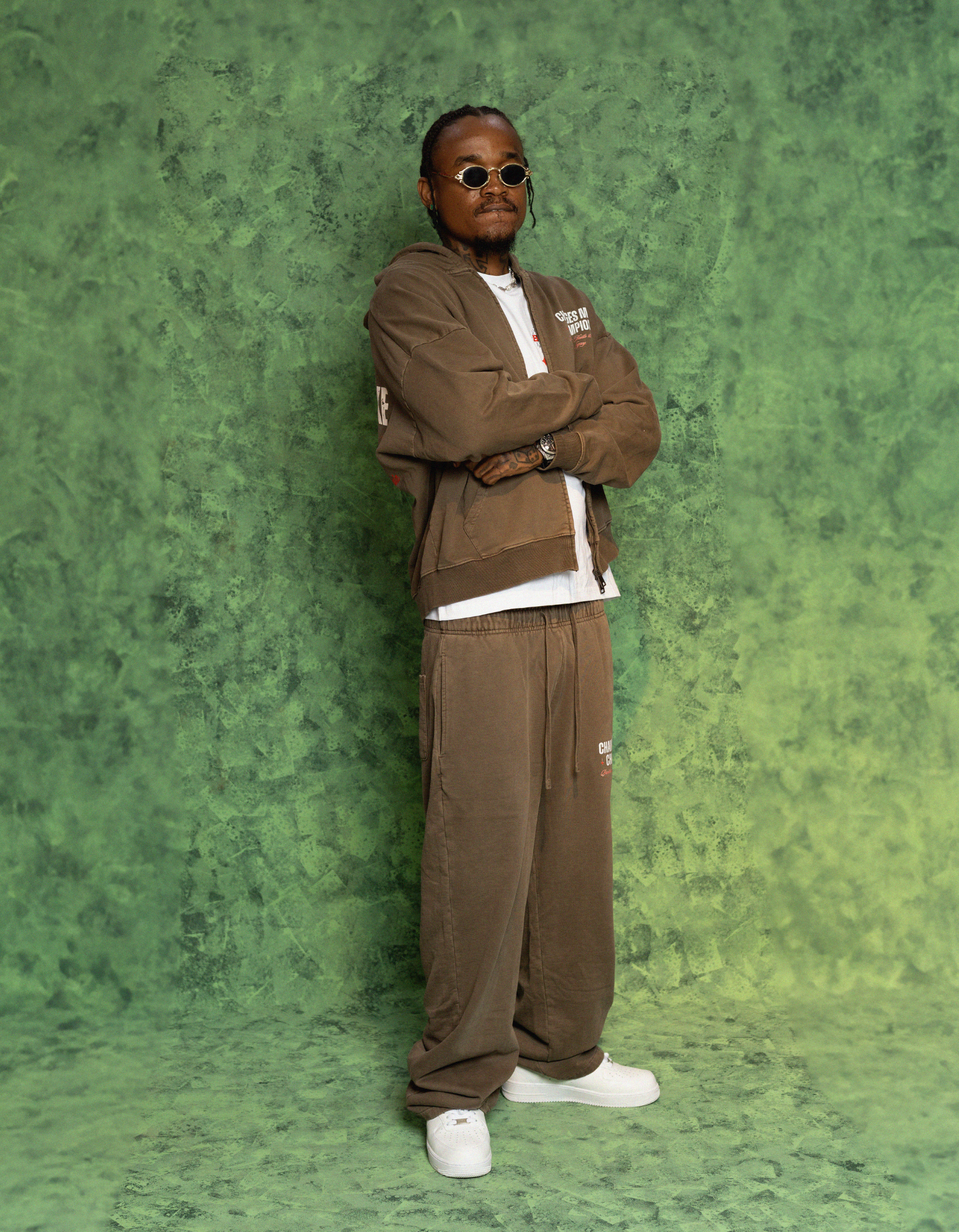 BROWN ACIDWASH ZIPPER HOODIE