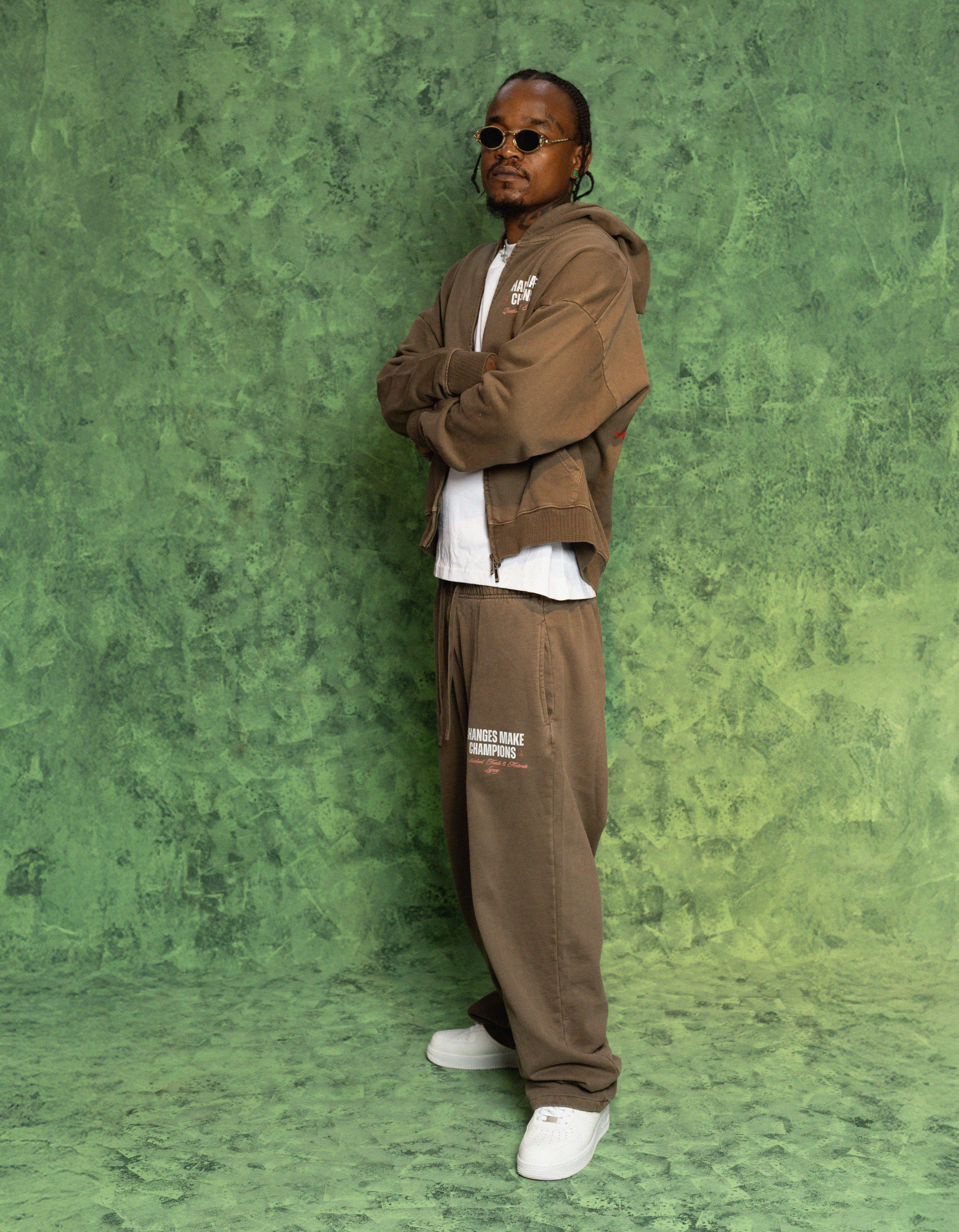 BROWN ACIDWASH ZIPPER HOODIE