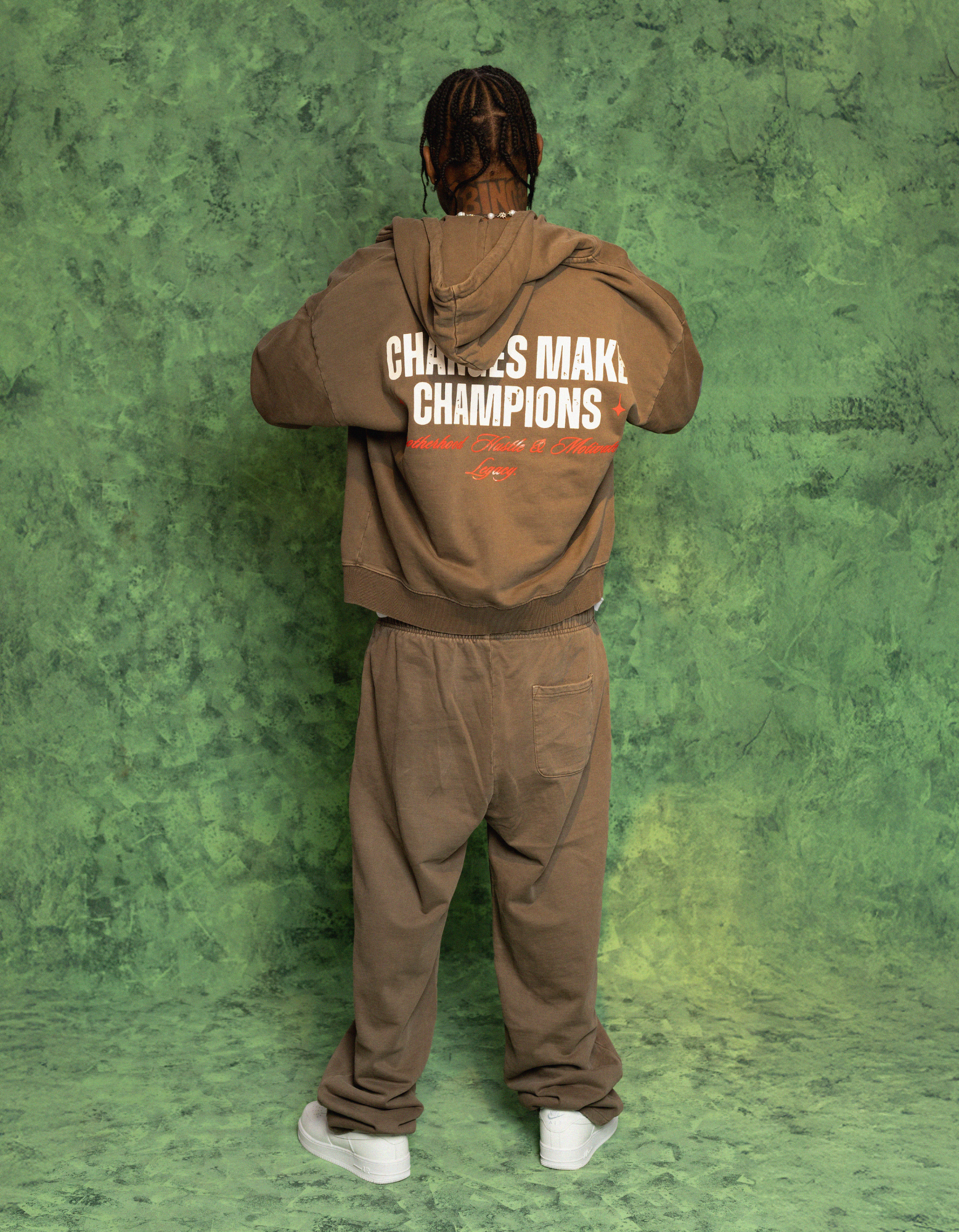 BROWN ACIDWASH ZIPPER HOODIE