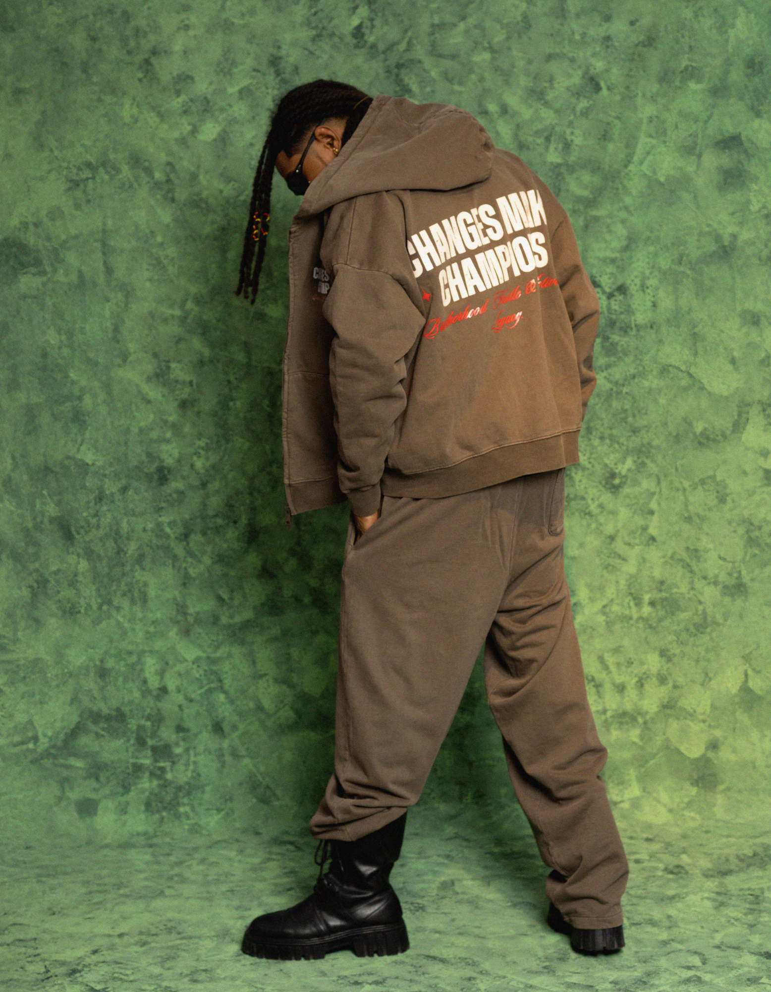 BROWN ACIDWASH ZIPPER HOODIE