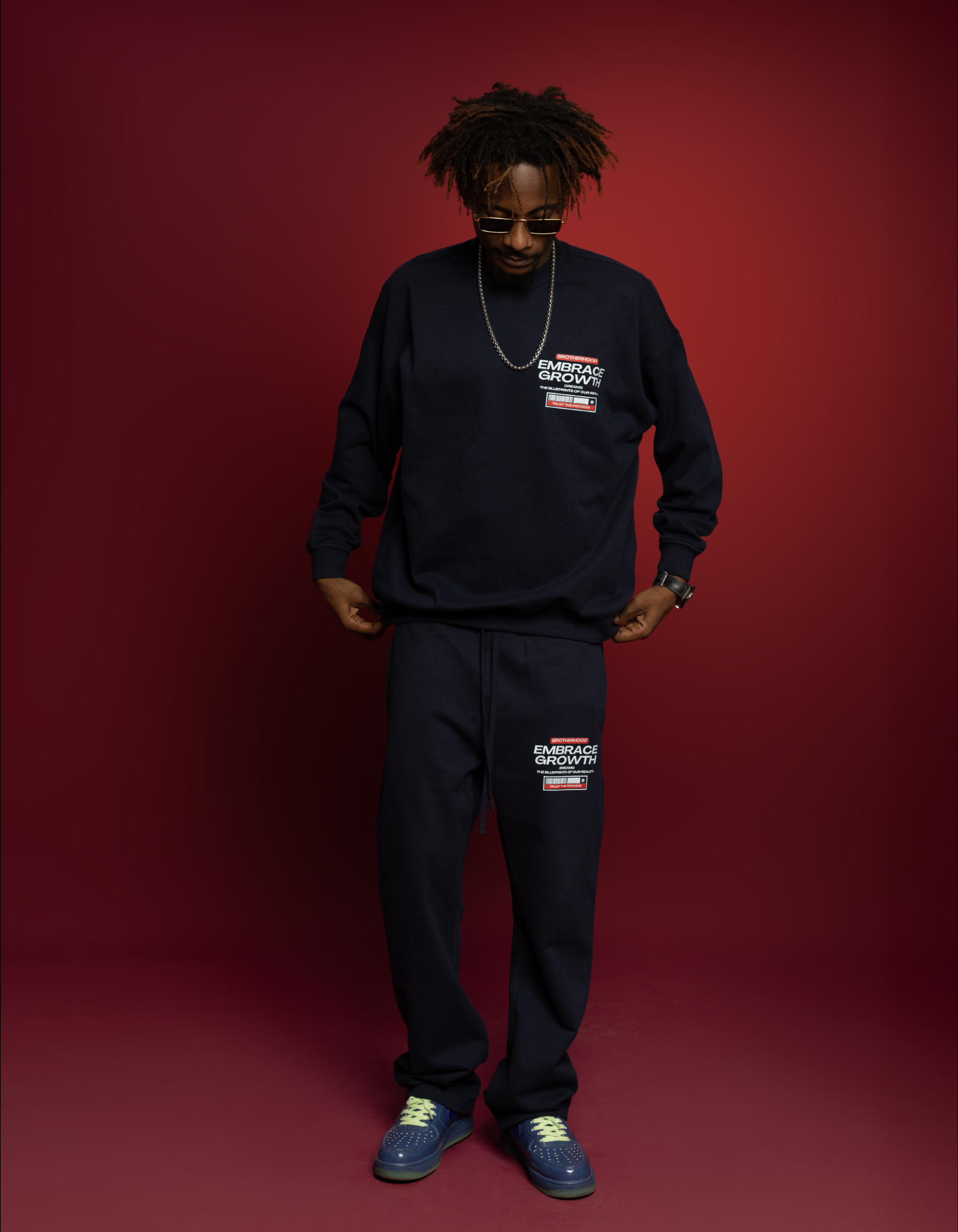 Blue Dark Sweatshirt Set