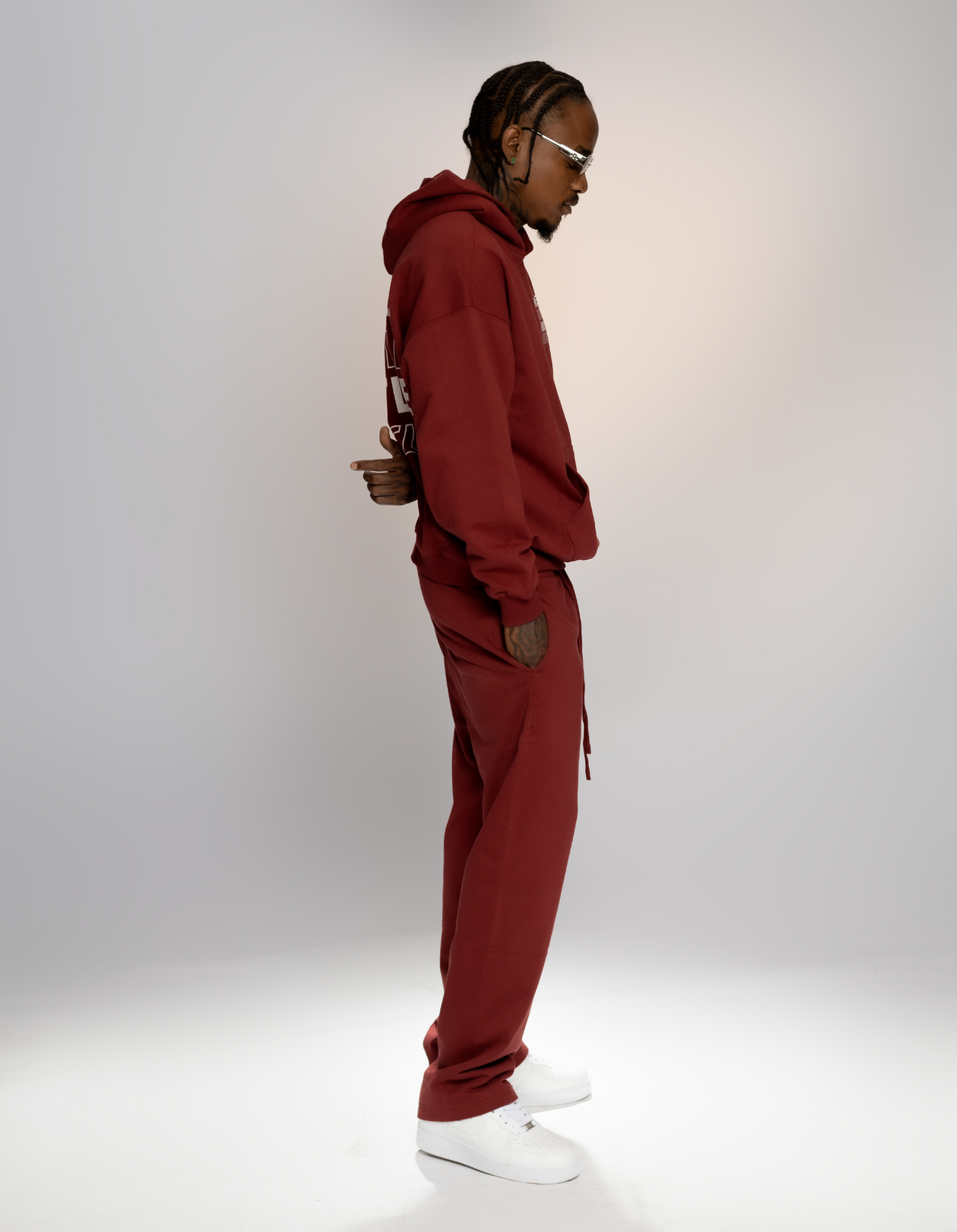 MAROON HOODIE SET